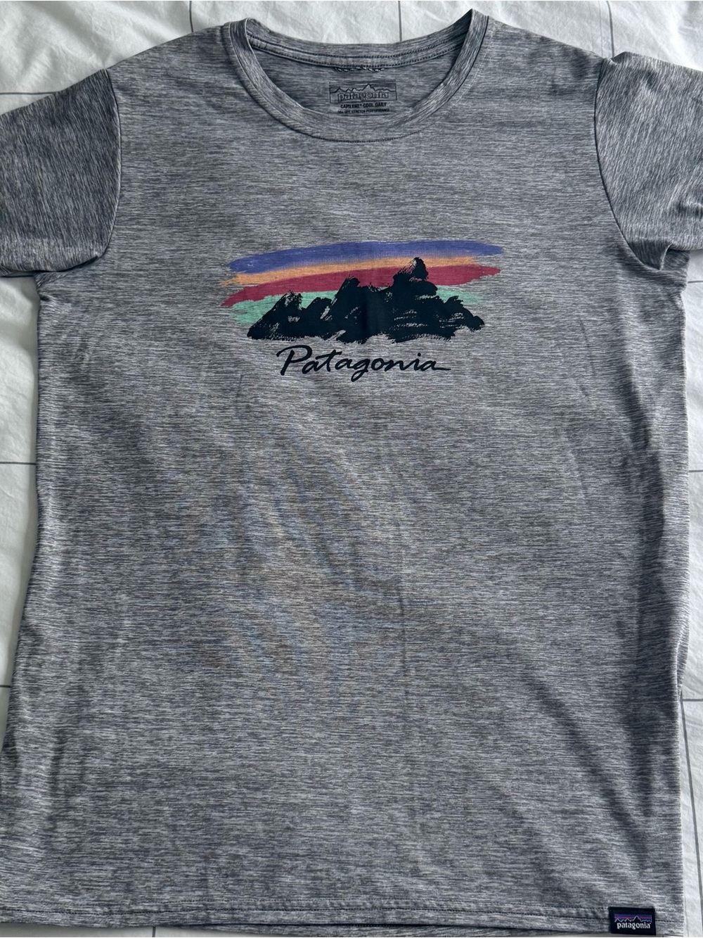 Patagonia Gray Heather Short Sleeve Tee Capilene Cool Daily
